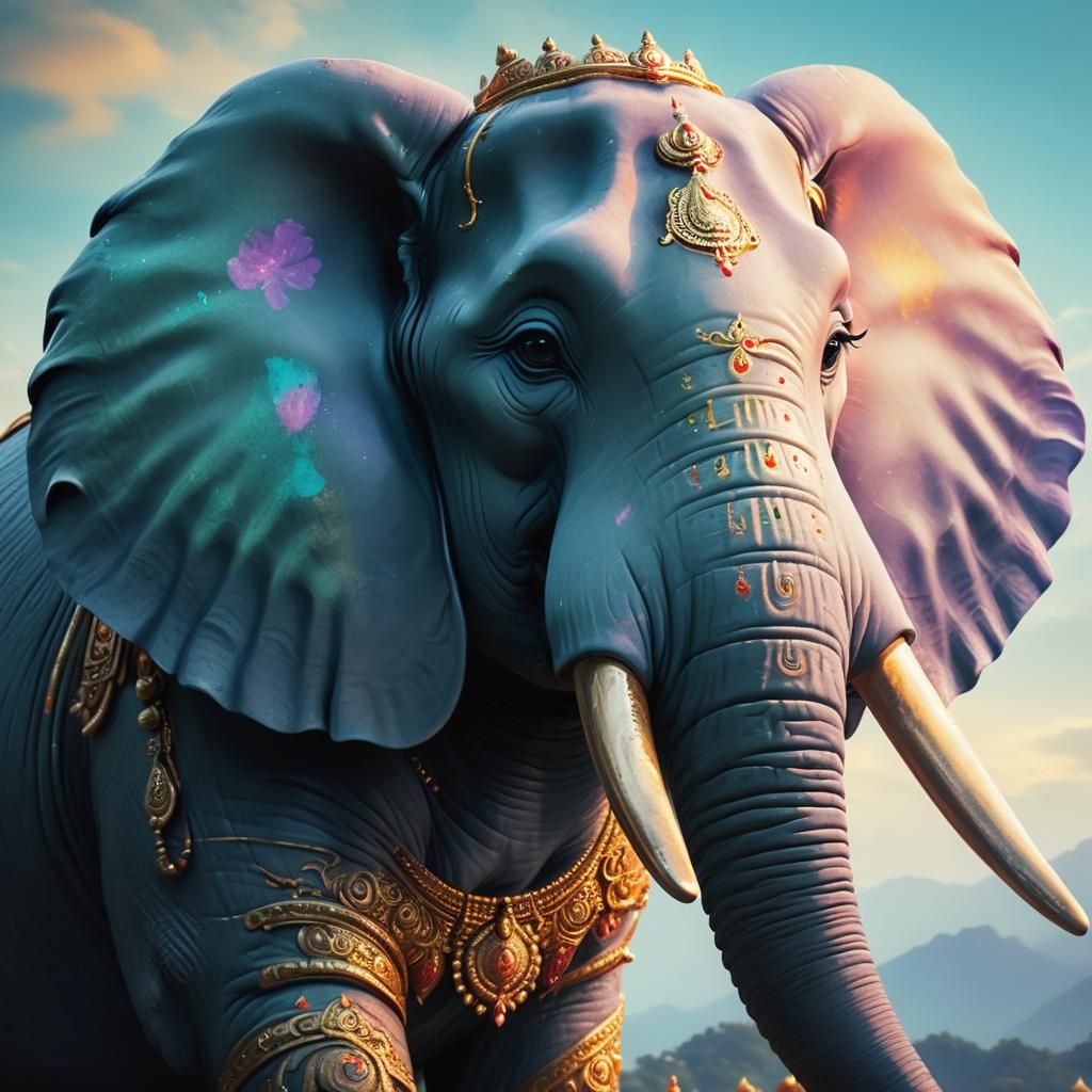 Holy Ganesha Portrait in Mystical Temple