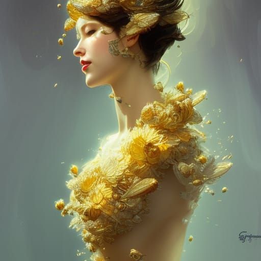 Bee King Portrait in Art Nouveau Style