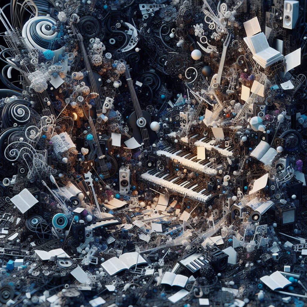 Chaotic Dark Fantasy Scene in Striking 3D Render