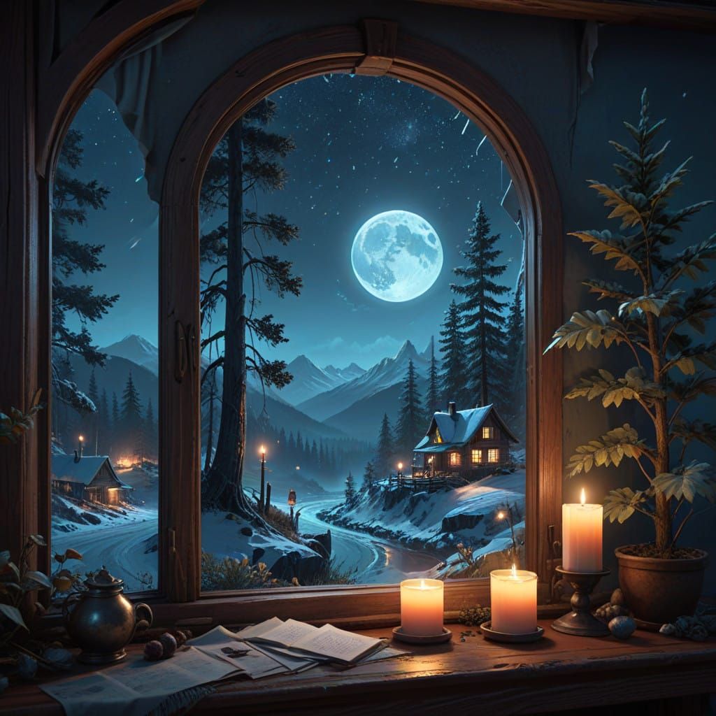 Ethereal Winter Wonderland in Candlelit Miniature