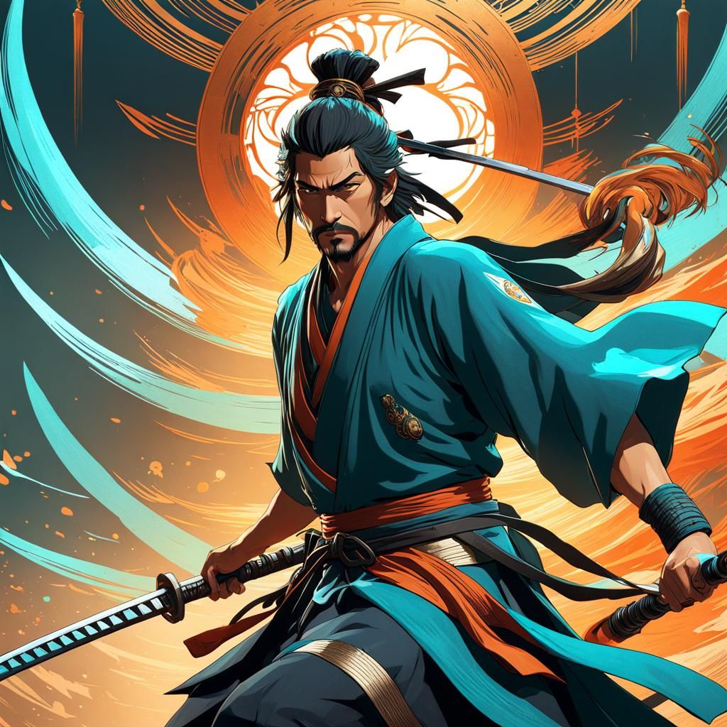 Miyamoto Musashi's Dokkōdō: Hyperdetailed Splash Art