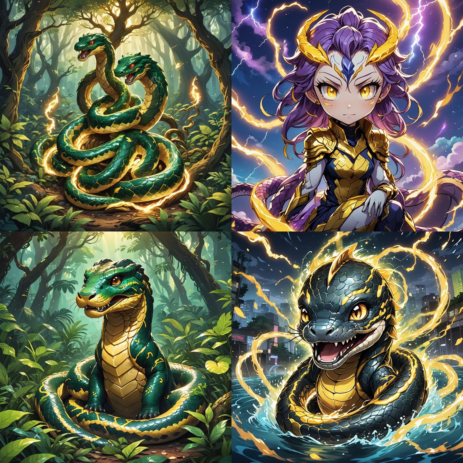 Chibi Anaconda with Holy Lighting: Manga Style