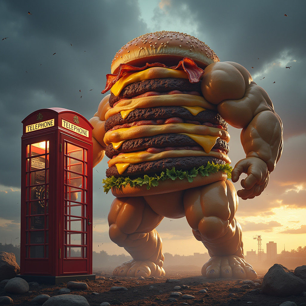 Gigantic Burger Breaks Free: A Digital Matte Painting
