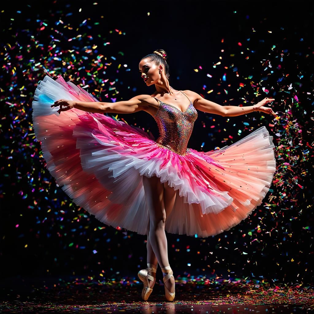 Ballerina in Confetti Explosion: Fine Art Photography