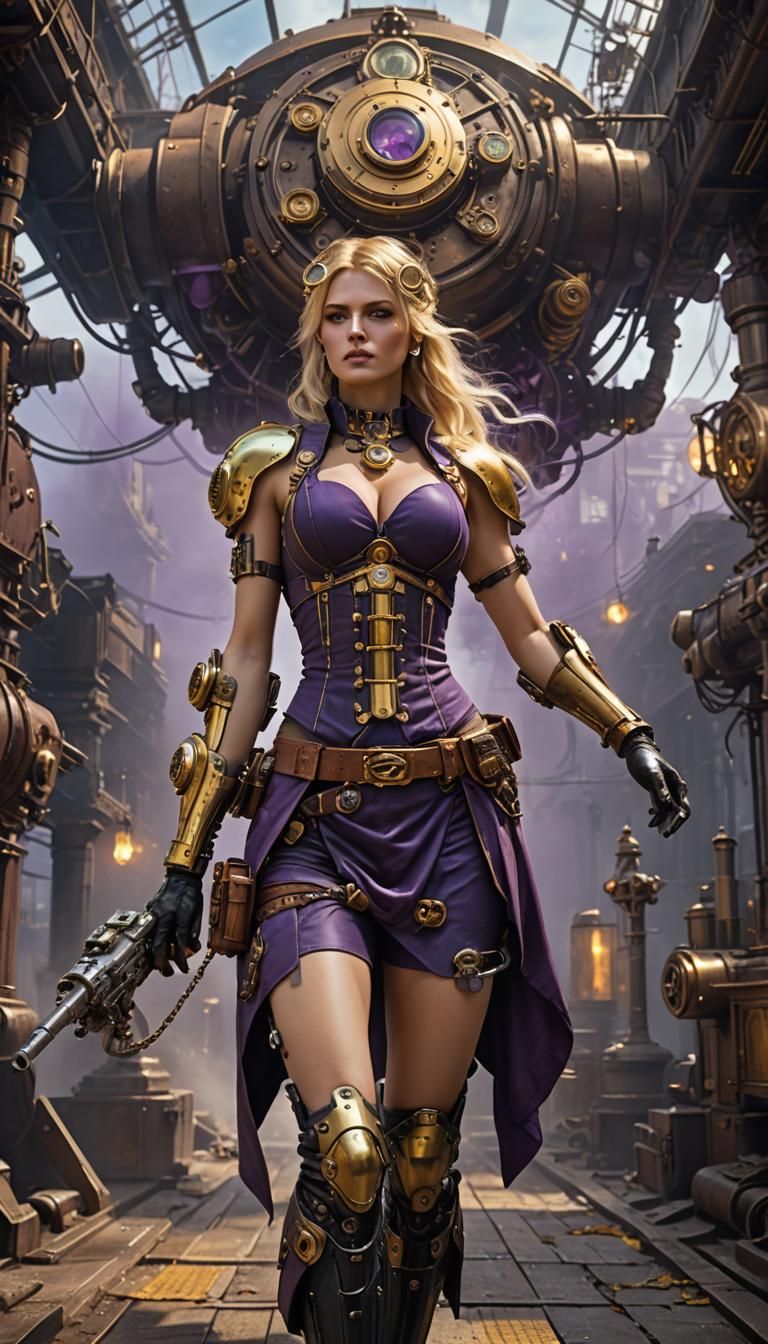 Steampunk Cybernetic Beauty in Dark Fantasy Style