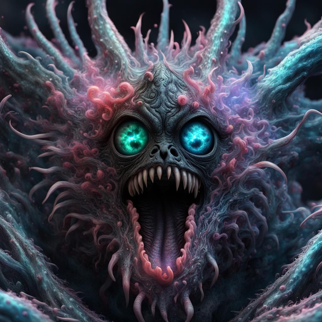 Horror Hybrid Dragon Zombie with Alien Tentacles