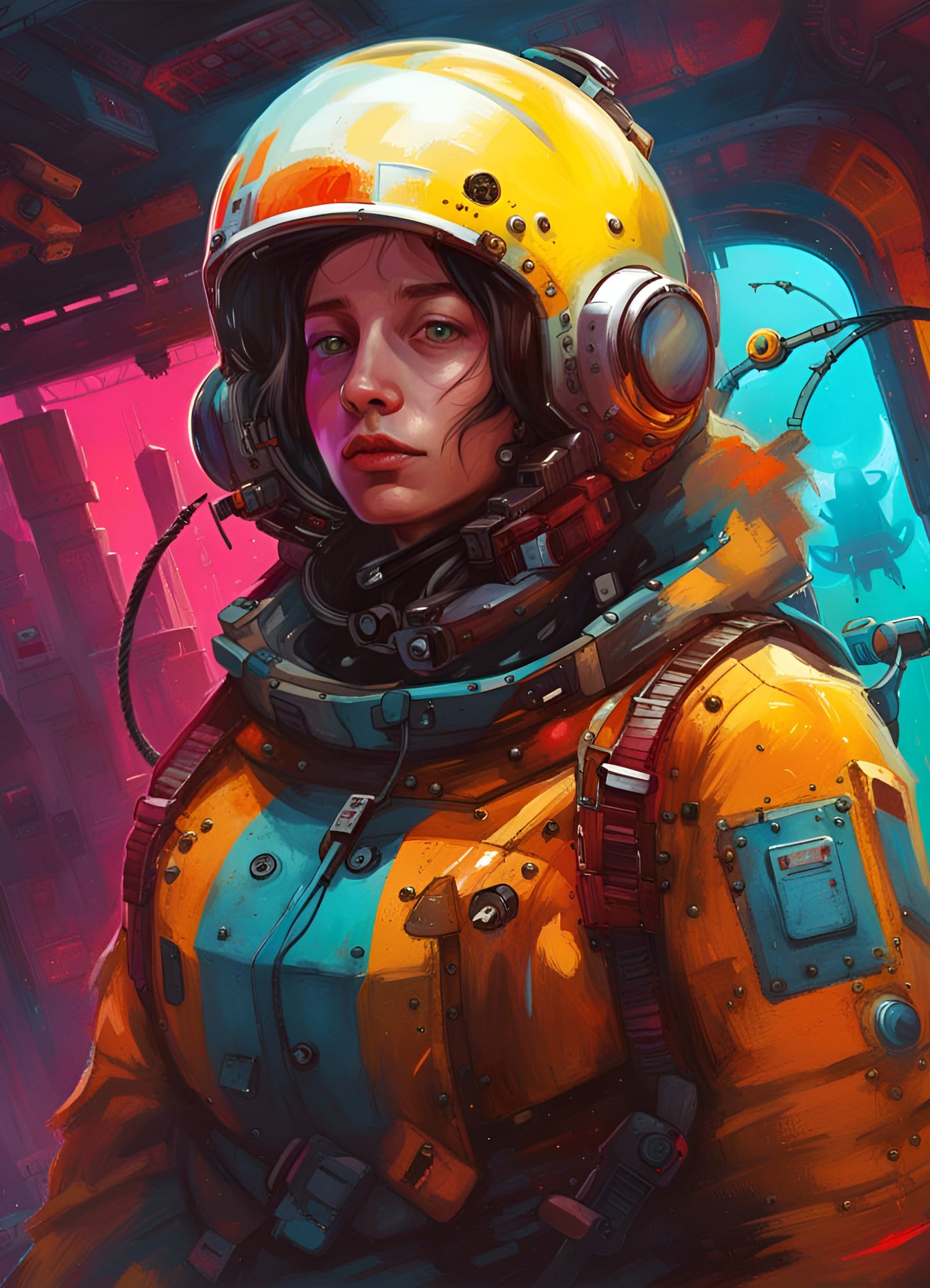 Atompunk Pilot in Retro-Futuristic Style