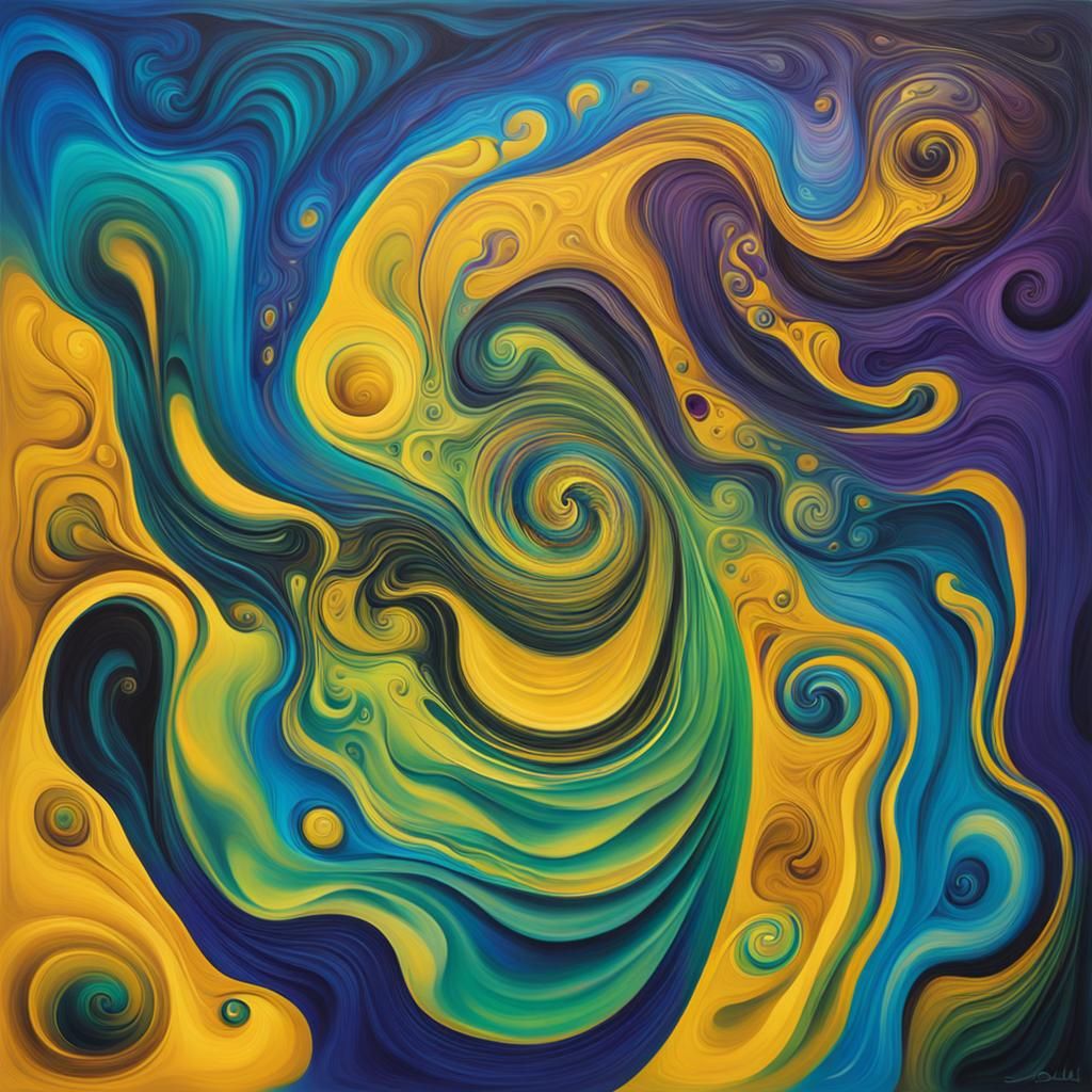 Surreal Gastrotrich in Abstract Swirls as Oil Painting