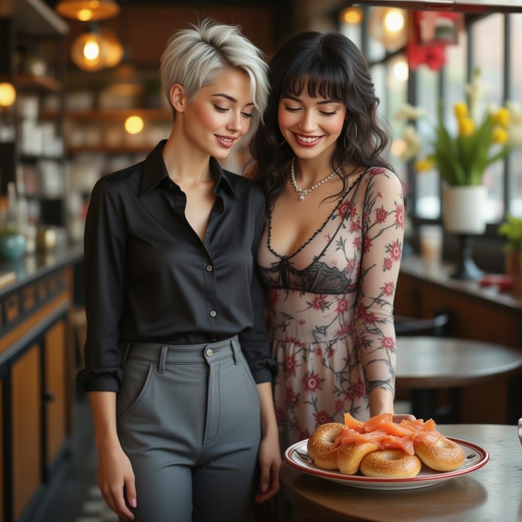 New York Deli Scene: Women Admire Bagels