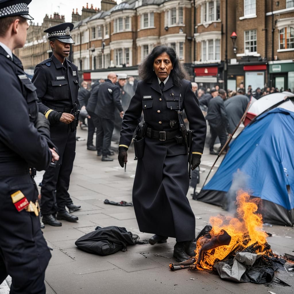 Controversial Political Scene in Urban Setting
