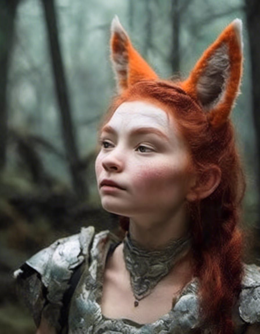 A red and white human hybrid.