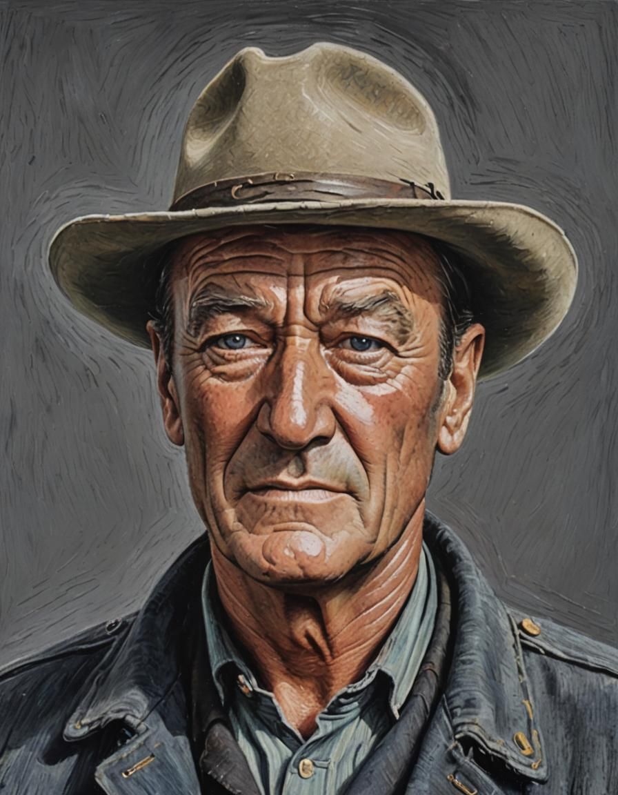 John Wayne Portrait in Van Gogh Style