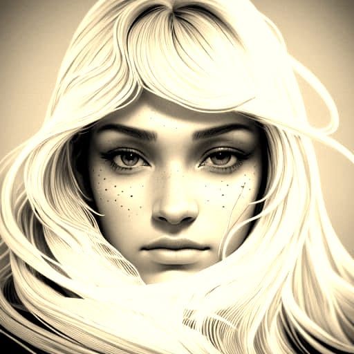 Seductive Grayscale Portrait in Pencil Drawing Style