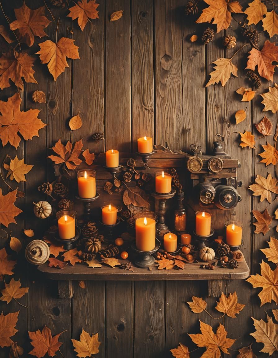 Cozy Autumn Cabin Still Life in Golden Light