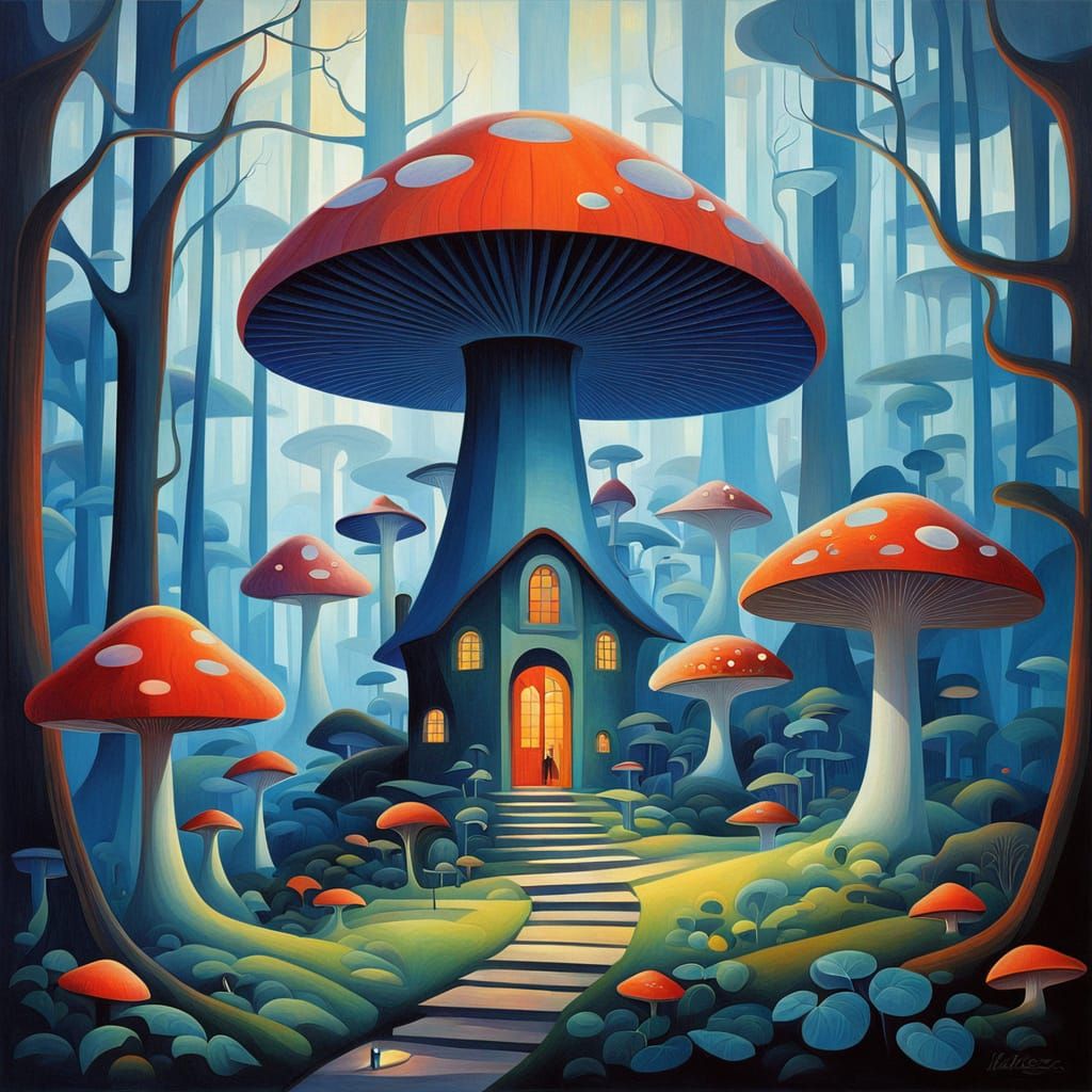 Mushroom House in Enchanted Galaxy Forest