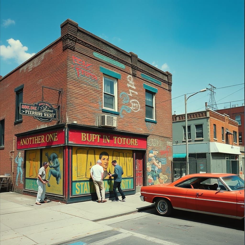 Dynamic Street Art Mural in Urban Style