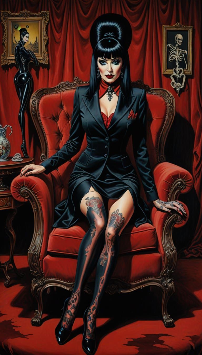 Elvira Pin-Up in Anime Schoolgirl Outfit