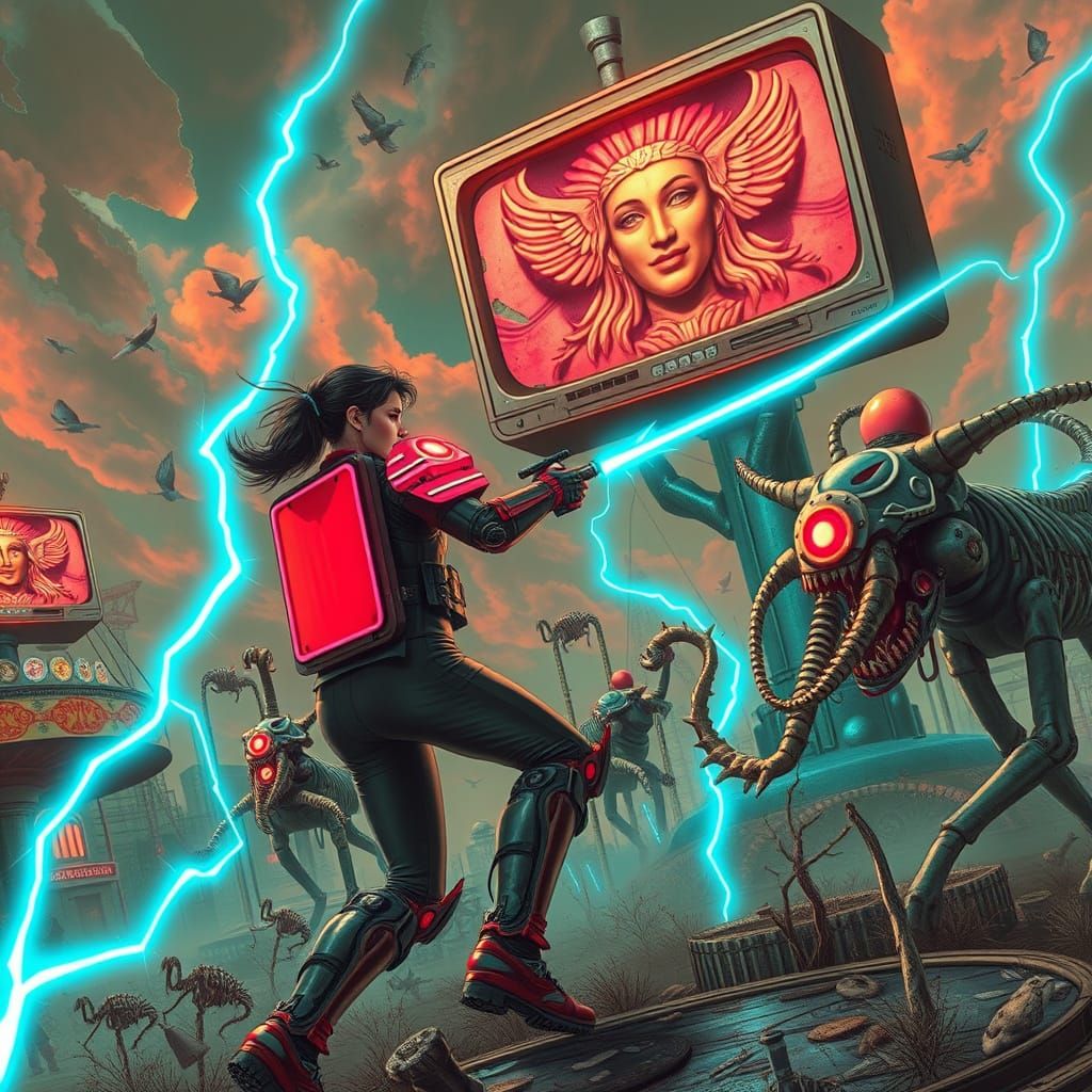 Heroine Battles Drill-Flower in Derelict Amusement Park