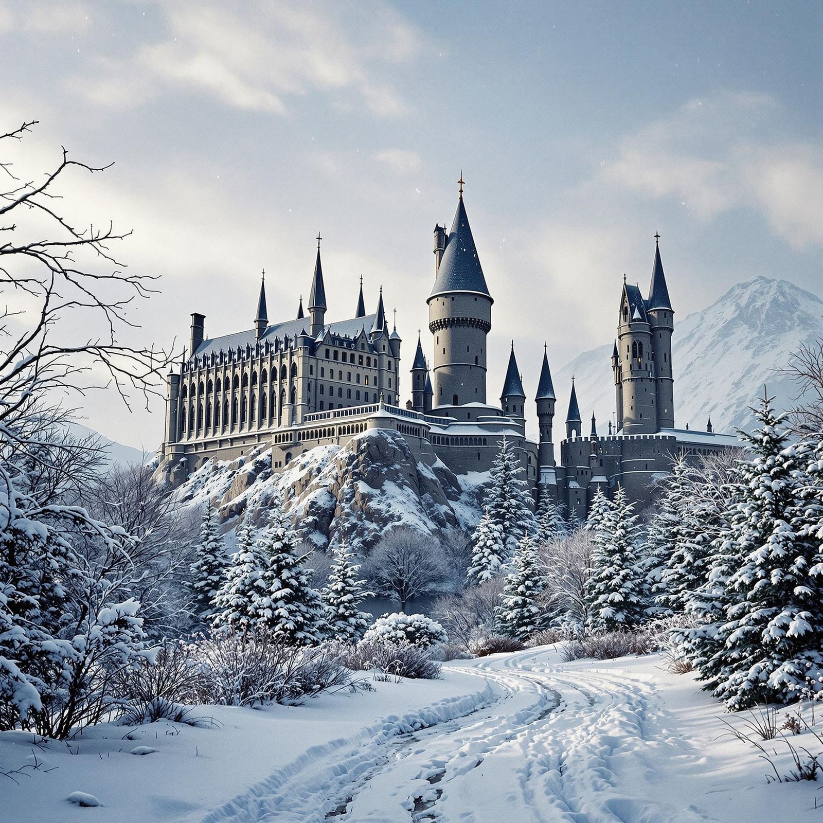 Hyper-Realistic Winter at Hogwarts Castle