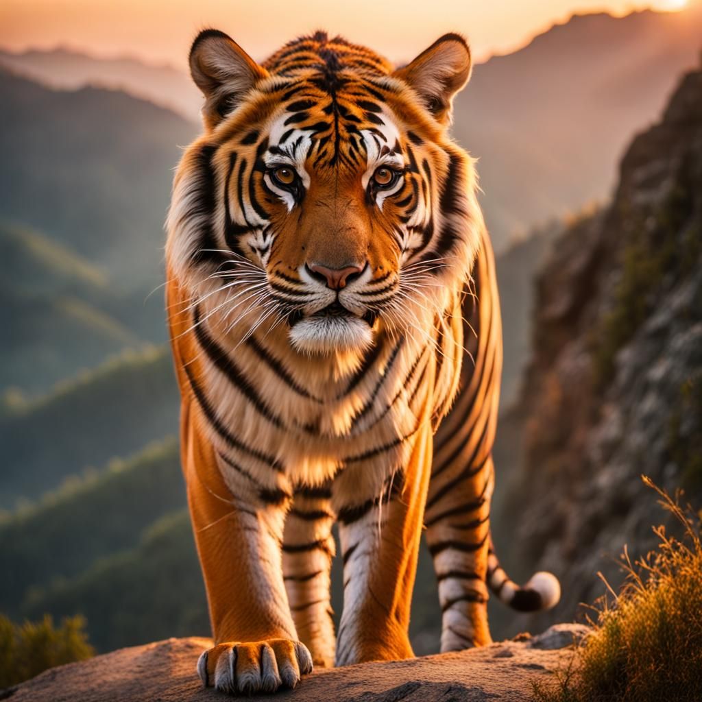 Majestic Bengal Tiger at Sunset: Wildlife Photography