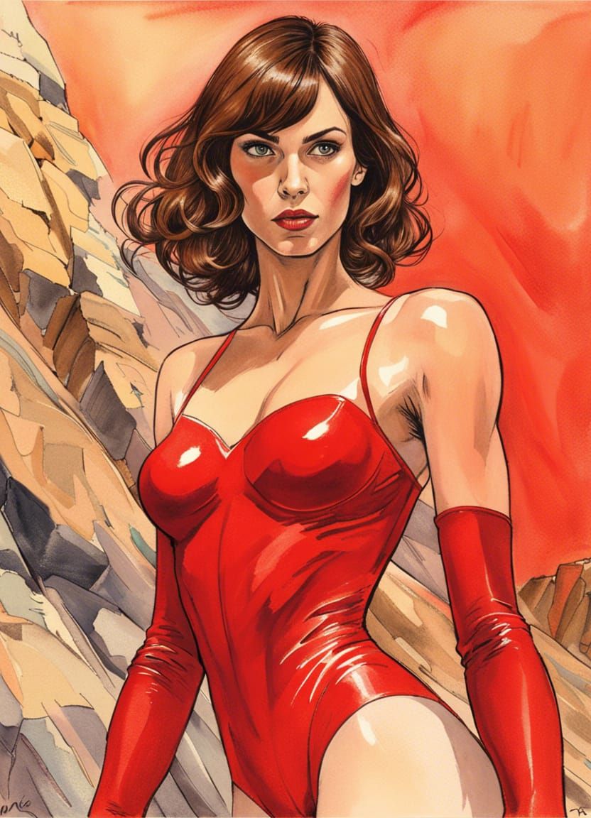 Superheroine Portrait Inside Mountain Fortress