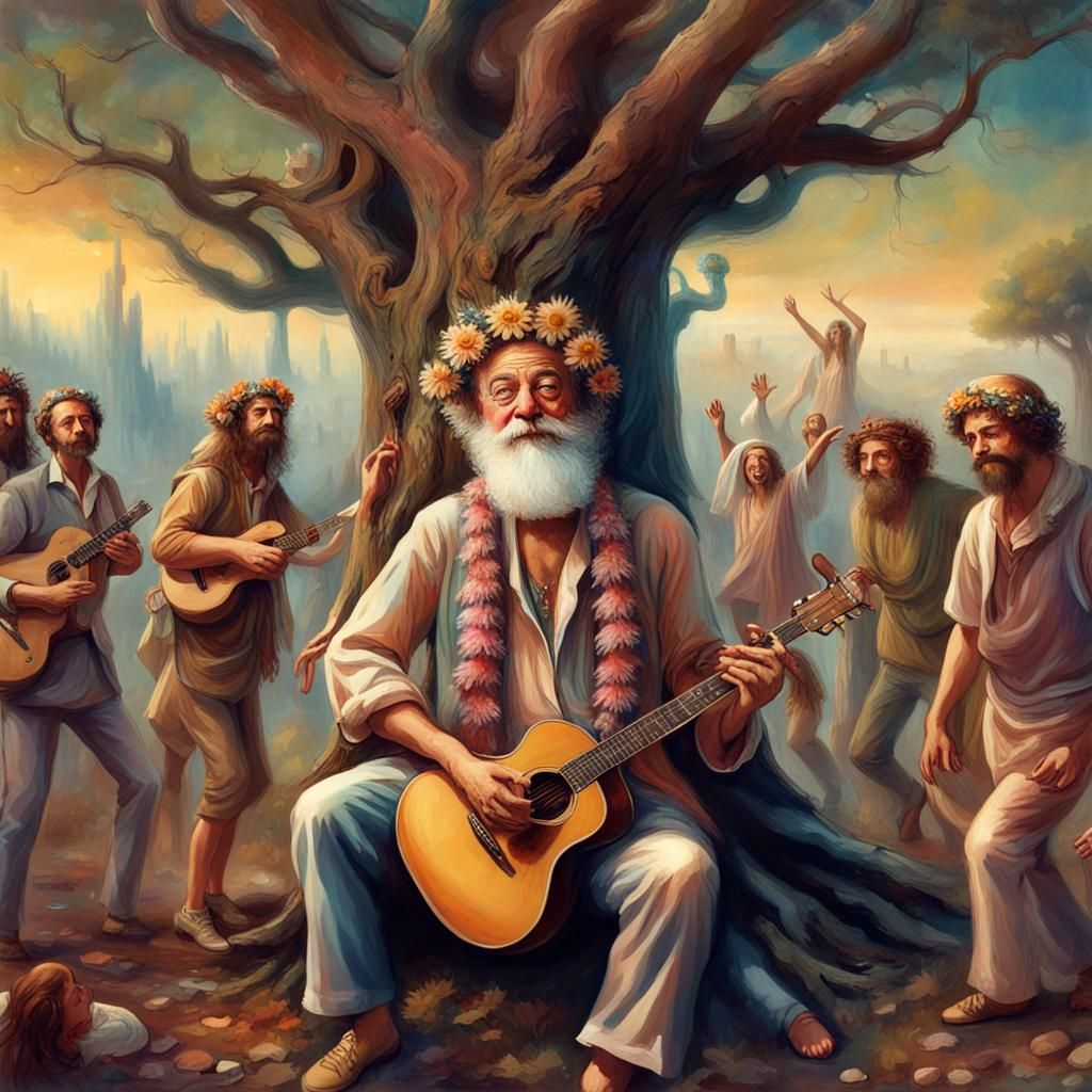 Fritz Perls, Flower Crown, and Hippies, Fantasy Art