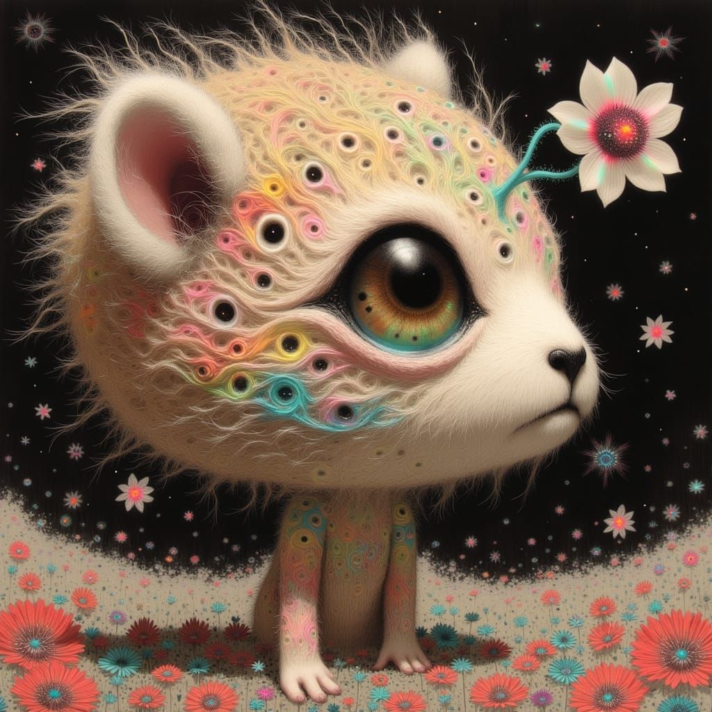 Surreal Cheetah Cub in Vibrant, Dreamlike Landscape