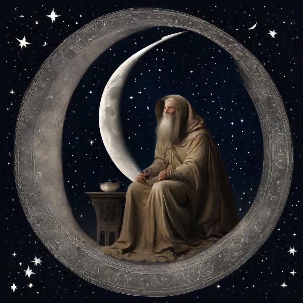 Galileo and Ghostly Astronomer on Crescent Moons