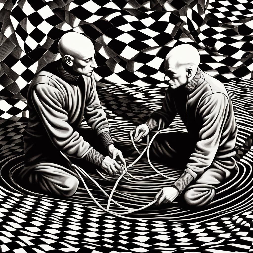 Surreal Alien Prince Braids Checkerboard Rope