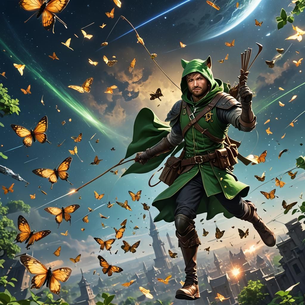 Robin Hood's Space Butterfly Chase: 3D Anime Art