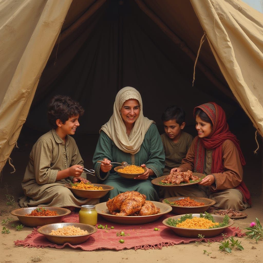 Syrian Family's Eid Celebration in Traditional Style