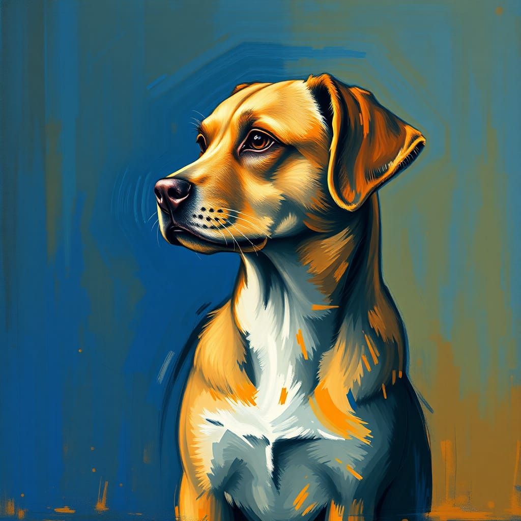 Doge as Mona Lisa in Abstract Expressionism Style