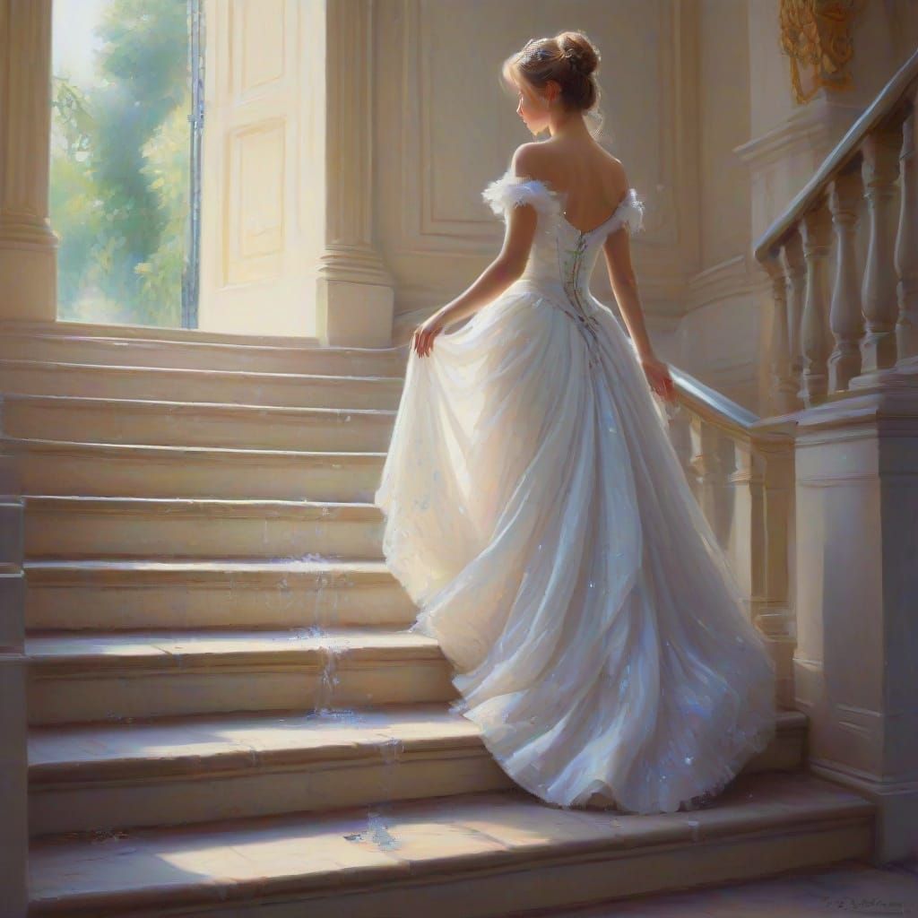Cinderella's Flight: An Impressionist Oil Painting