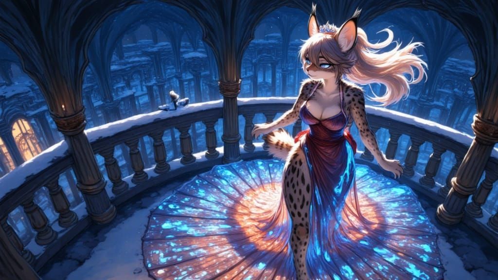 Ethereal Princess of Stained Glass and Snowy Palaces