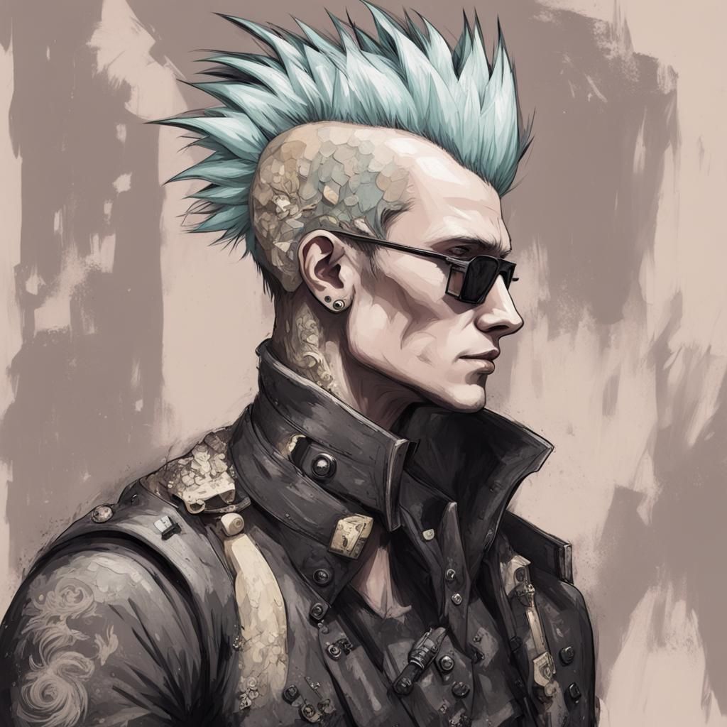 Man with Muted Mohawk: Digital Art Portrait