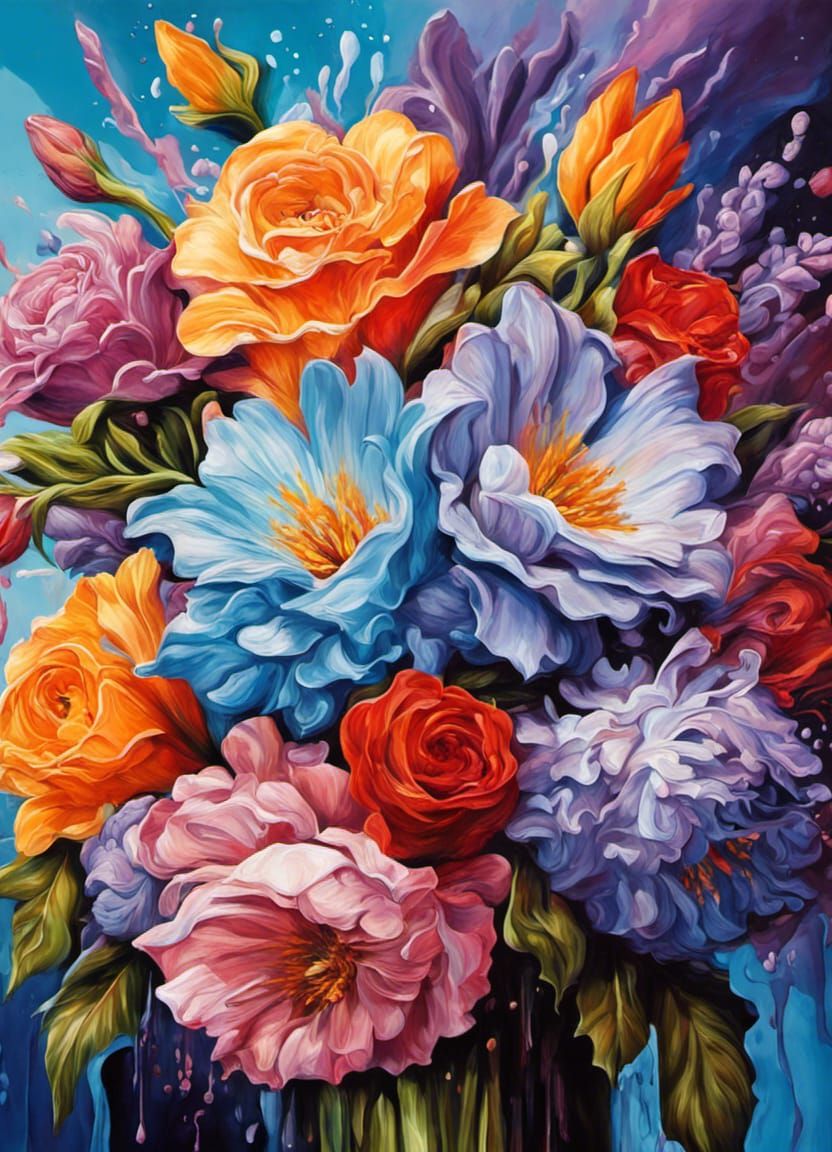 Hyperrealistic Bouquet of Flowers Concept Art