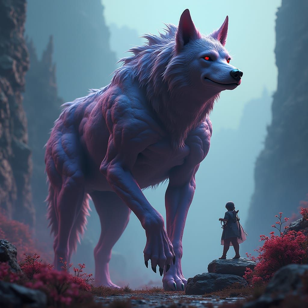 Majestic Dog in Mystical Landscape Concept Art