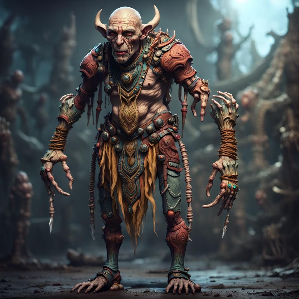 Futuristic Four-Armed Humanoid Portrait in Sci-Fi Style