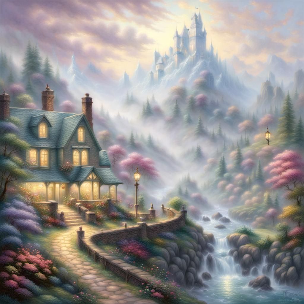Ethereal Fantasy Landscape in Hyperdetailed Mist