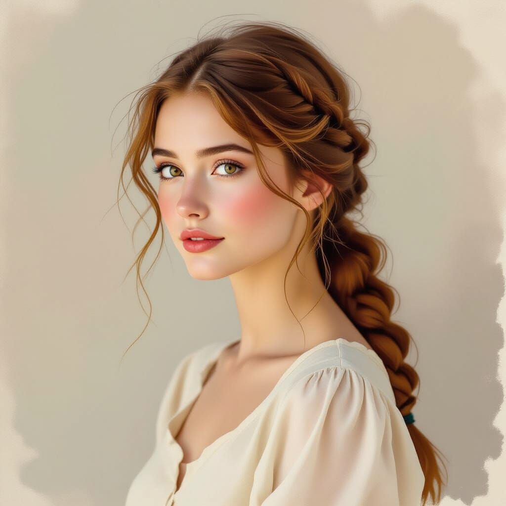 Serene Watercolor Portrait of Samantha in Soft Morning Light