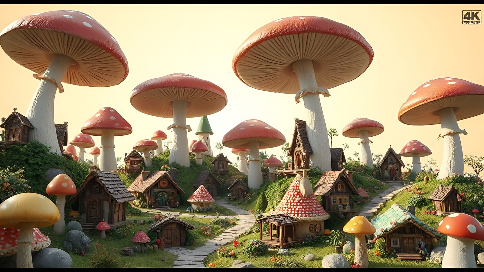 Enchanted Mushroom Metropolis in Vibrant Colors