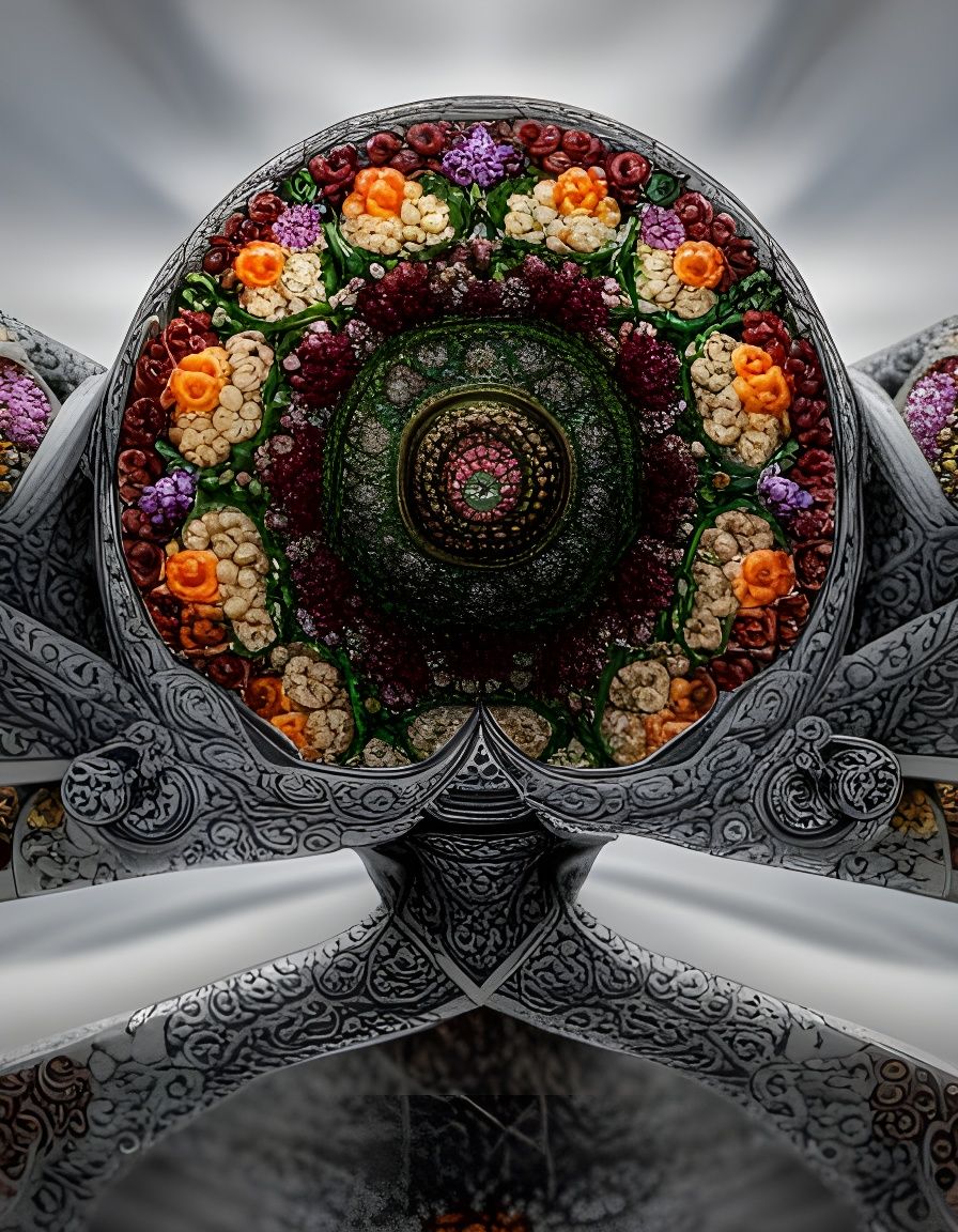 Kaleidoscope of Flowers and Pebbles in 3D