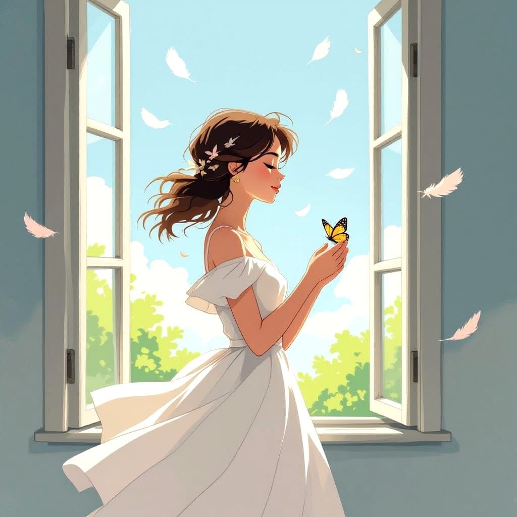 Airy Butterfly Girl: A Light, Minimalist Sketch