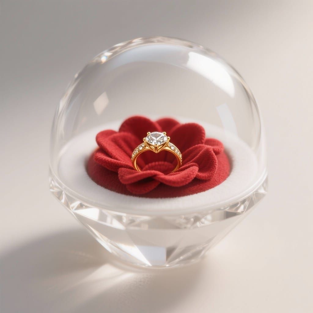 Elegant Diamond Ring Holder with Sparkling Gold Engagement R...