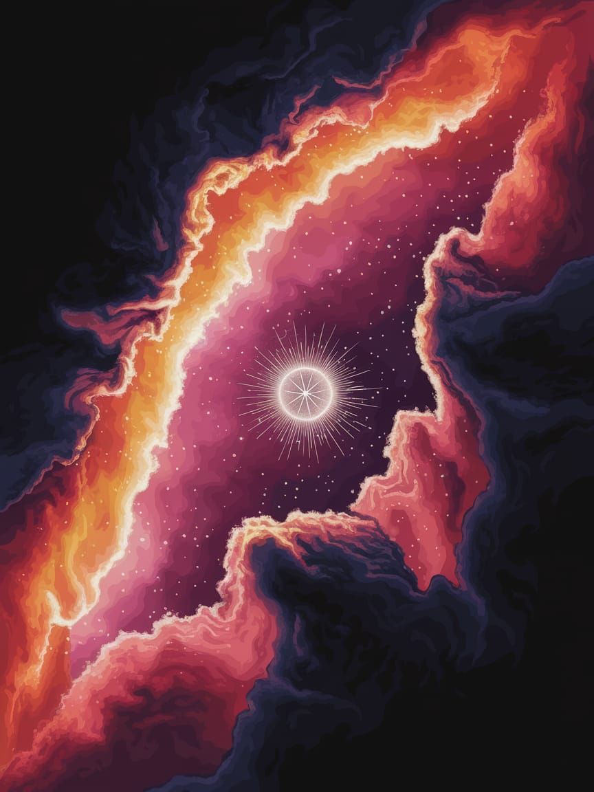 Cosmic Nebula Illustration with Newborn Star