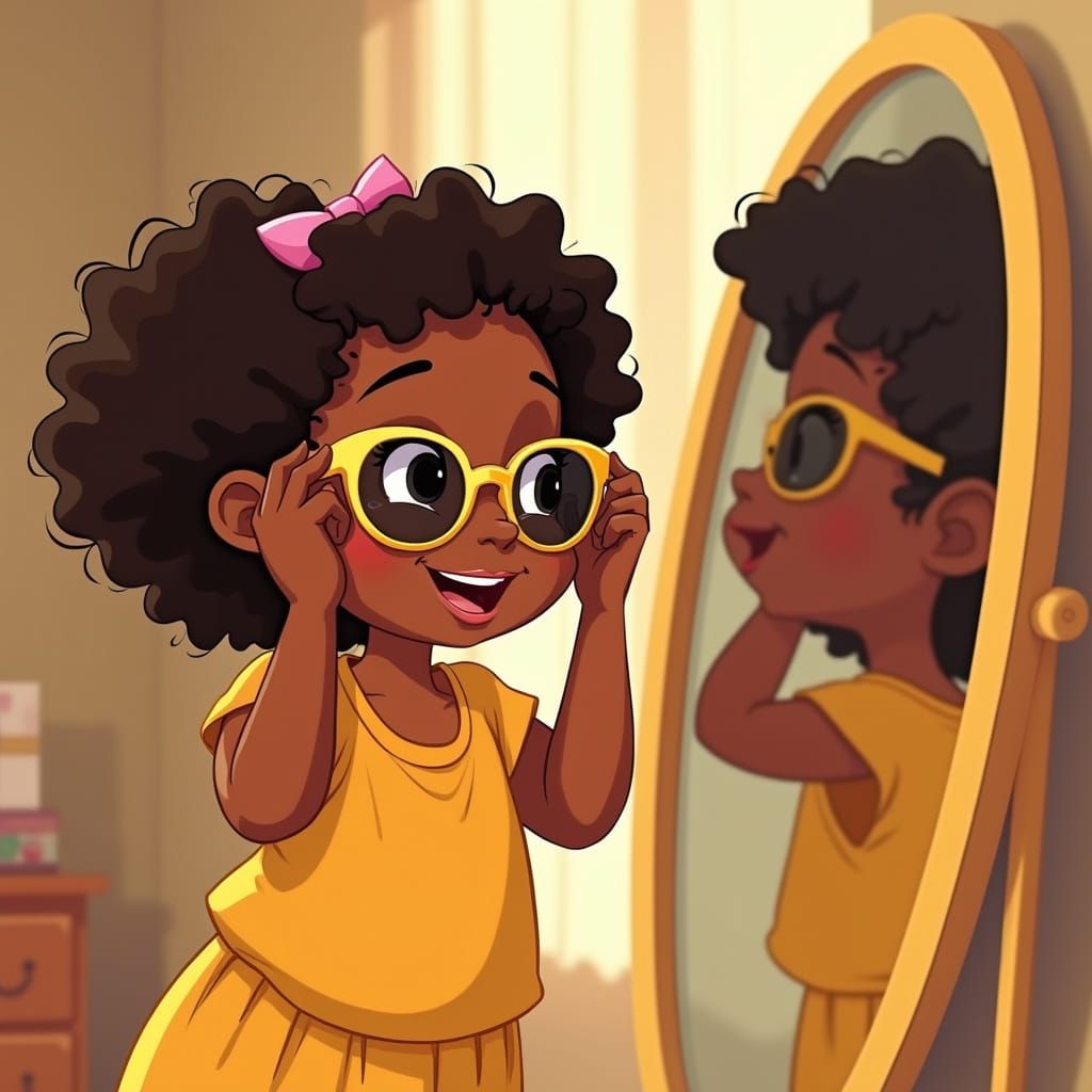 Happy Girl with Sunglasses: Pixar-Inspired Animation
