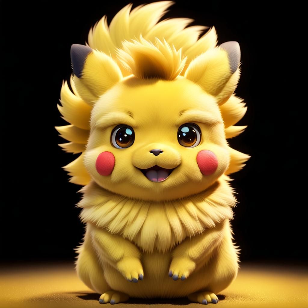 Cute Pikachu with Yellow Fur: 3D Digital Art