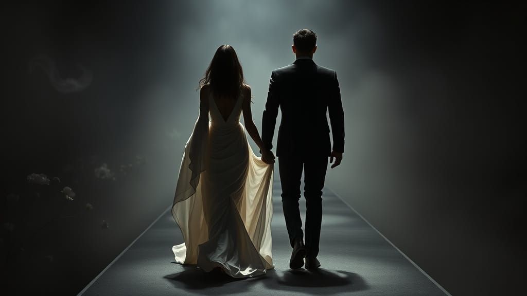 Persephone and Hades Walk the Dark Runway of the Underworld