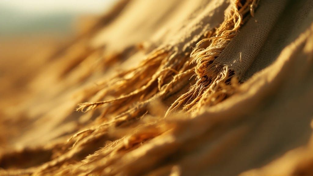 Ancient Tent Fabric Unfolds in Warm, Golden Light