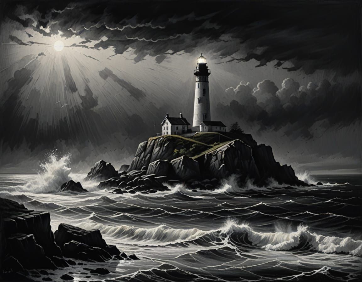 Monochromatic Lighthouse in Stucco Style